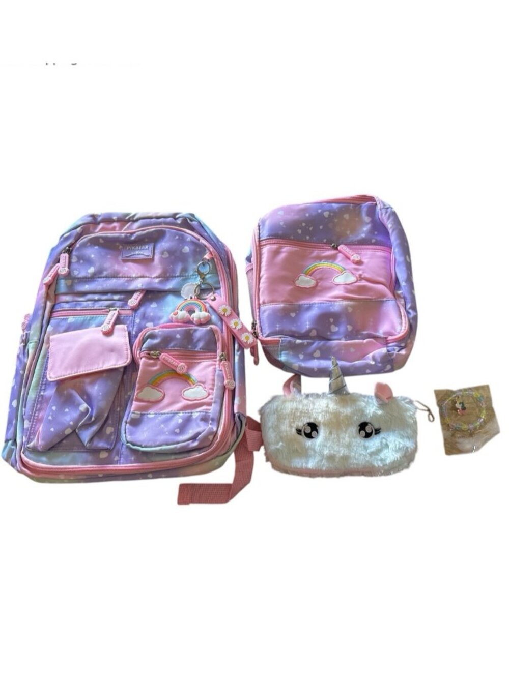 Rainbow 4Pc Girls Backpack Multicolor 16.5" NWOT